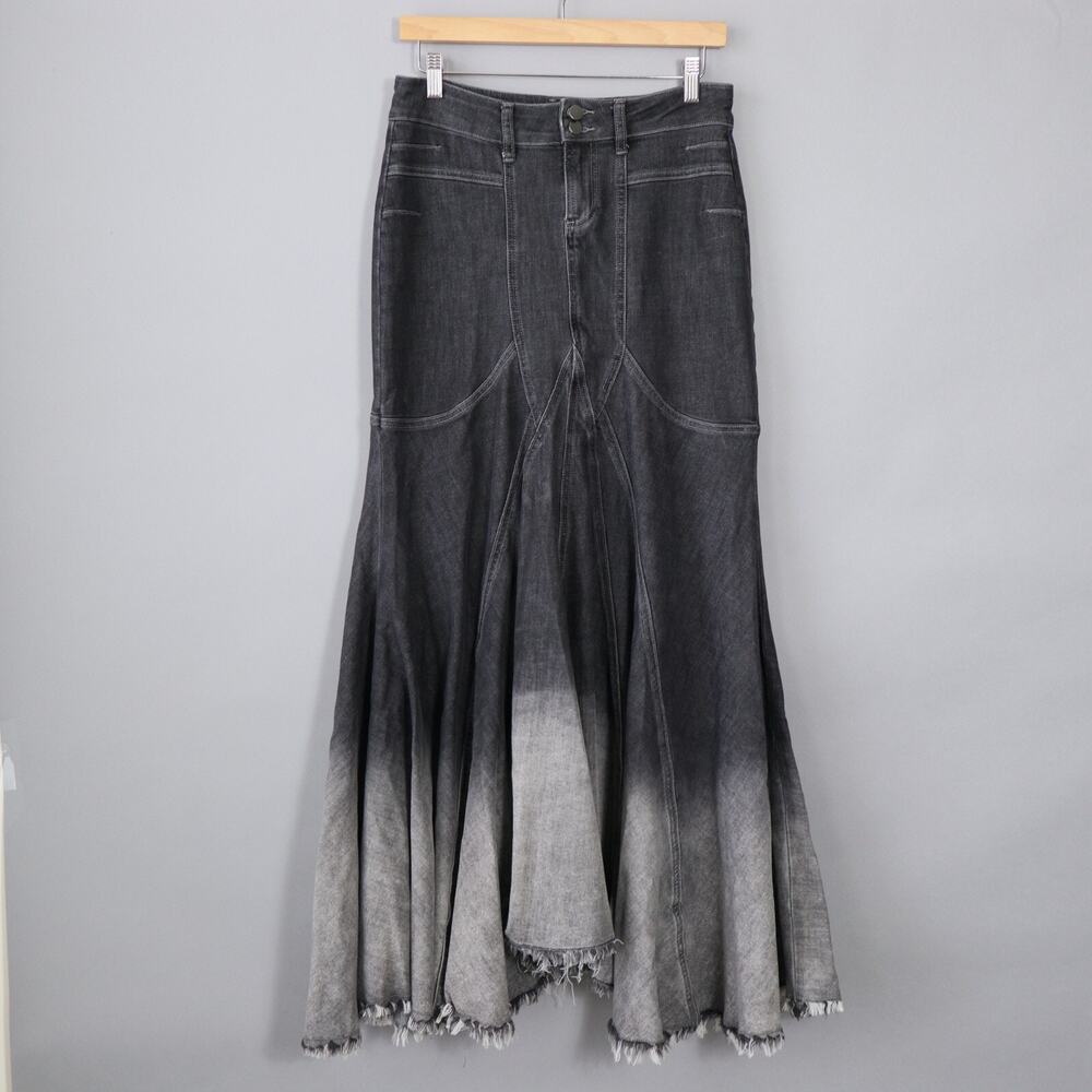 Doll Kills Current Mood Skirt Gray Maxi Demin Goth Grunge Emo Ombre
